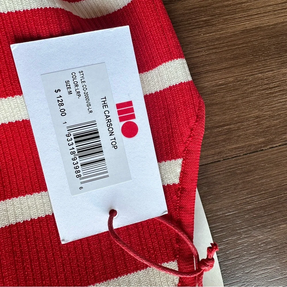 NWT SOLID & STRIPED
The Carson striped ribbed-knit top
Red and white stripe - Picture 3 of 7